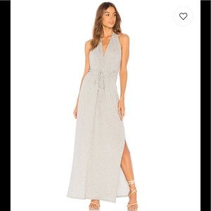 Jersey side slit halter maxi dress